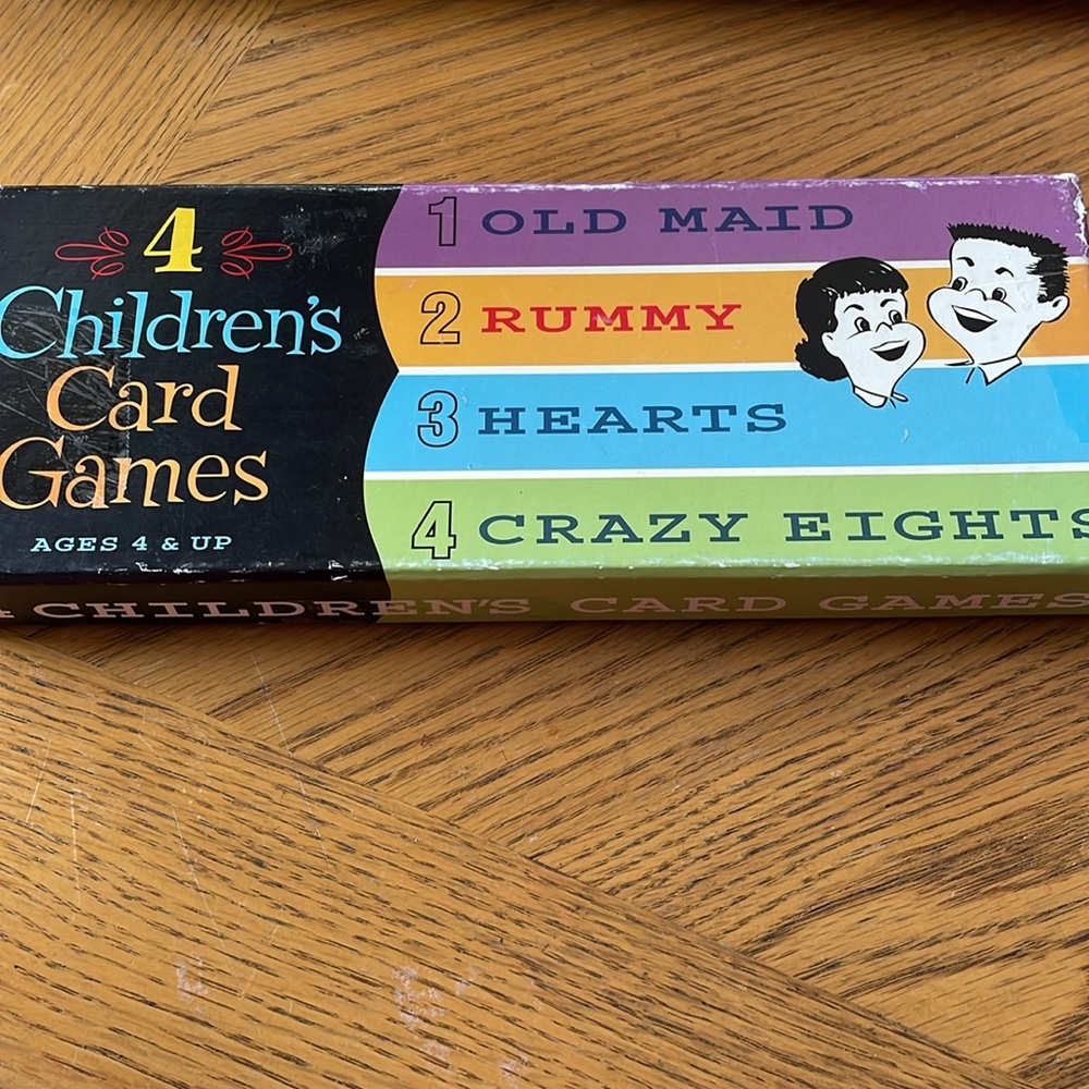 Vintage Card Games 4 Games Old Maid Rummy Hearts Crazy Eights Snap
